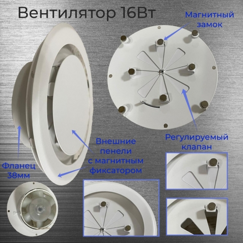 Тонкий бесшумный вытяжной вентилятор для ванной Mmotors ММC 100 серый RAL 7005